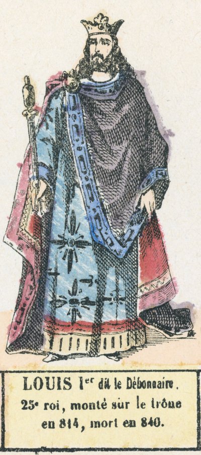 Louis Ier dit le Debonnaire, 25. konge, besteg tronen i 814, døde i 840 (farvestik) af French School