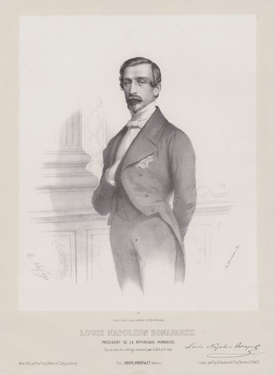 Louis Napoleon Bonaparte, præsident for den franske republik, ca. 1848 (litografi) af French School