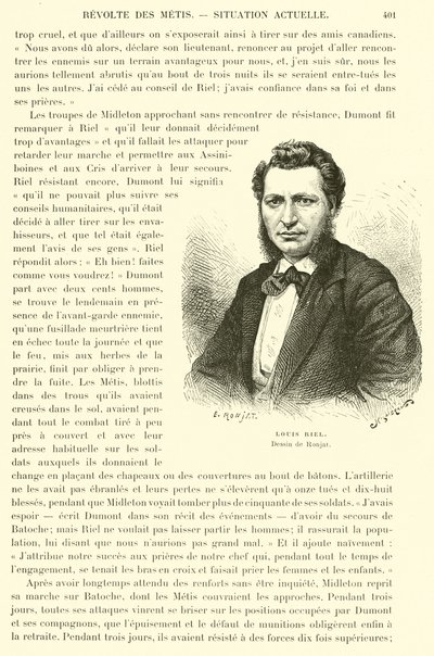 Louis Riel, canadisk politiker og leder af Metis-folket i de canadiske prærier af French School