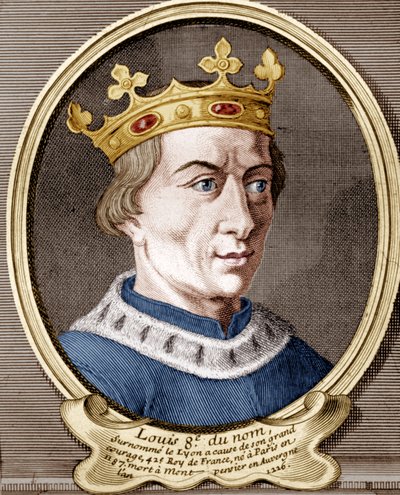Ludvig VIII, konge af Frankrig (farvet gravering) af French School