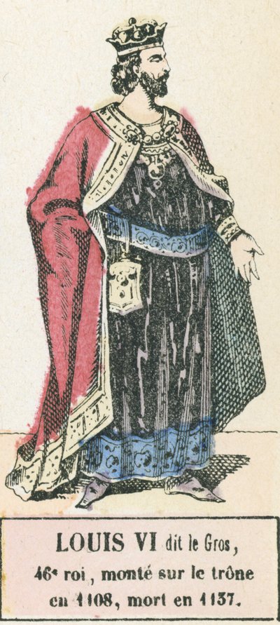 Louis VI dit le Gros, 46. konge, besteg tronen i 1108, døde i 1137 (farvestik) af French School