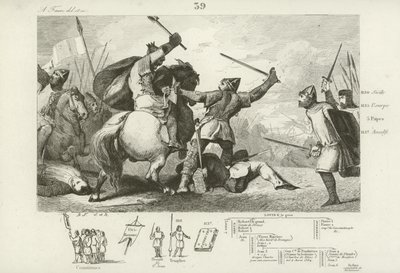 Louis VI of France fighting the English at the Battle of Brenneville, 1119.  af French School