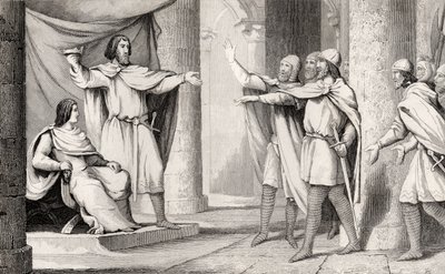 Louis V (967-87) Loaferen viser sin krone til sine tilhængere, fra 
