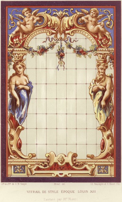 Ludvig XIII-stil farvet glas af French School