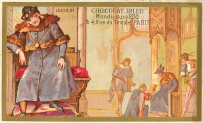 Ludvig XI af Frankrig (chromolitho) af French School