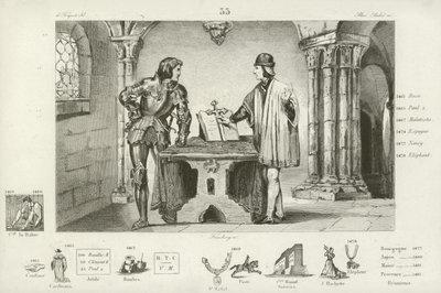 Louis XI of France held captive by Charles the Bold of Burgundy at Peronne, 1468  af French School