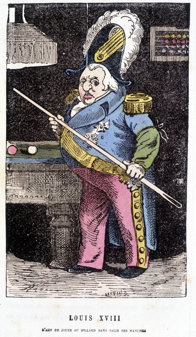 Louis XVIII spiller billard - i "" Histoire de France Tintamarresque"" af Touchatout af French School