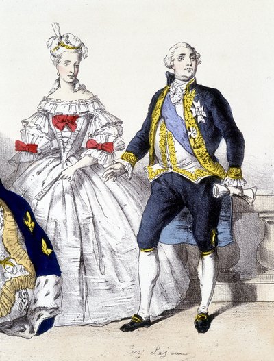 Louis XVI og Marie Antoinette - i "Det franske monarki i tryk"" af French School