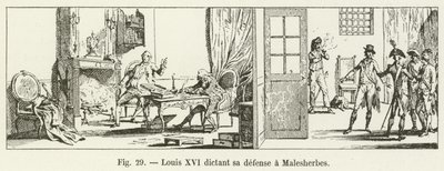 Ludvig XVI dikterer sit forsvar til Malesherbes af French School