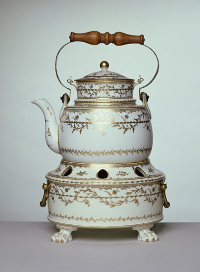 Louis XVI porcelænskedel og stander lavet i Paris, ca. 1775-91 (porcelæn) af French School