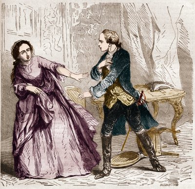 Louis XV konge af Frankrig (1710 -1774) med grevinden (Madame) af Ventimiglia (1712-1741) hans elskerinde. I "Prostitutionens og udskejelsens historie blandt alle verdens folk fra oldtiden til i dag" af Dr. Th. -F. Debray. 1879. af French School