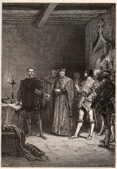 Louis de Berquin (1485-1529), ridder og humanist, religiøs reformator, befriet af Jean de la Barre (1523-1533) prevot de Paris - Louis de Berquin (venstre) løsladt fra fængslet af John de la Barre - gravering fra "" Frankrigs historie fortalt til min bedst af French School