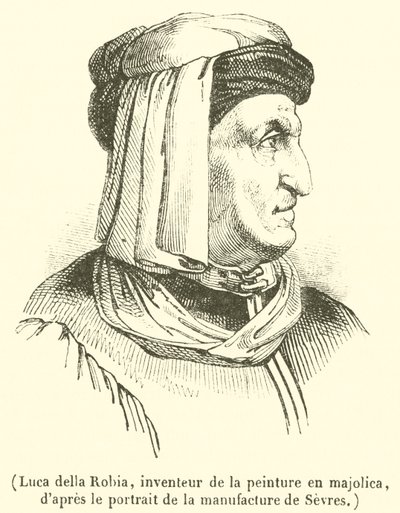 Luca della Robia, opfinder af majolika-maleri (gravering) af French School