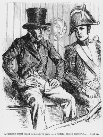 Lucien de Rubempre og Vautrin arresteret, illustration fra Splendeurs et Miseres des Courtisanes af Honore de Balzac, udgivet 1867 af French School