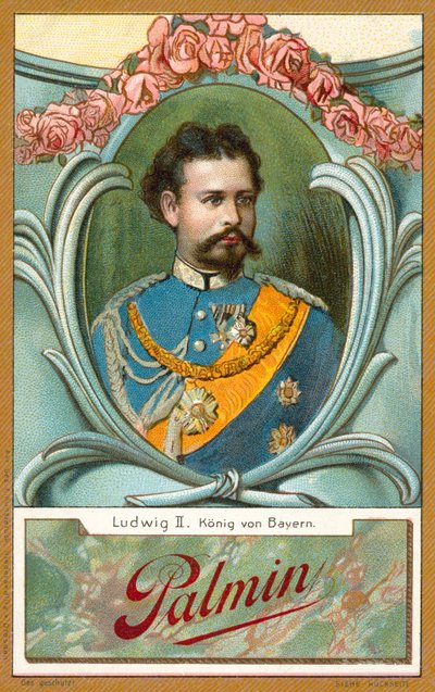 Ludwig II, konge af Bayern (chromolitho) af French School