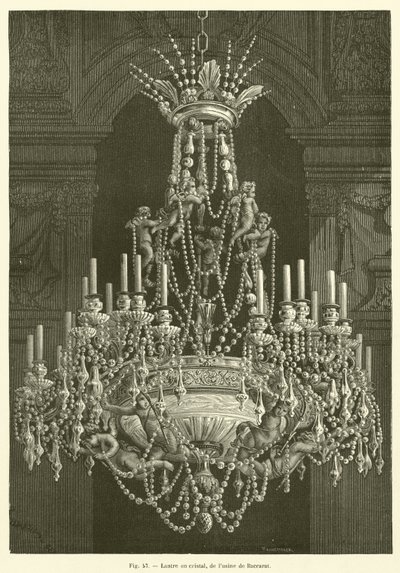 Krystal lysekrone, fra Baccarat fabrikken (gravering) af French School