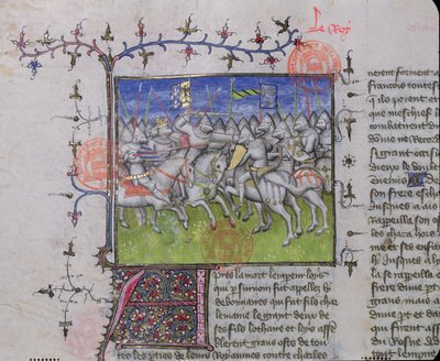 MS.2028 Kamp mellem sønnerne af Ludvig I den fromme (778-840), fra Grandes Chroniques de France, 1375-79 af French School