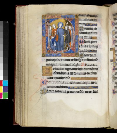 MS 300 f.191v, Hån mod Kristus med Jesus, omgivet af plageånder, inklusive to mænd i jødiske kasketter, fra Isabellas Salter og Timer, Paris, ca. 1265-70 (pen & blæk og tempera på pergament) af French School