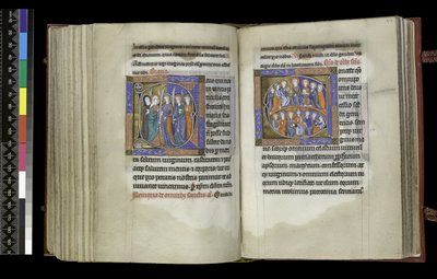 MS 300 f.207v-208r, Valgret til jomfruer og valgret til alle hellige, fra Isabellas Salter og Timer, Paris, c.1265-70 (pen & blæk og tempera på pergament) af French School