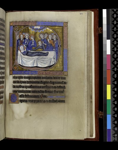 MS 300 f.281r, Indsamlinger, prædikener og lektioner til Himmelfart, fra Salter og Timer for Isabella fra Frankrig, Paris, ca. 1265-70 (pen & blæk og tempera på pergament) af French School