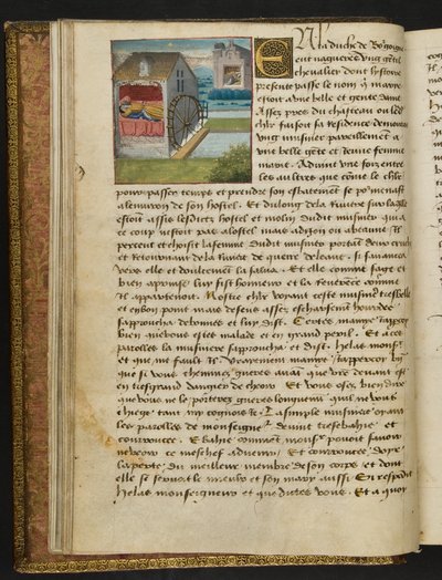 MS Hunter 252 008v Side fra Hundred New News, c.1461-62 af French School