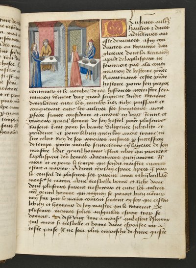MS Hunter 252 023r Side fra Hundred New News, c.1461-62 af French School