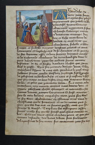 MS Hunter 252 040v Side fra Hundred New News, c.1461-62 af French School