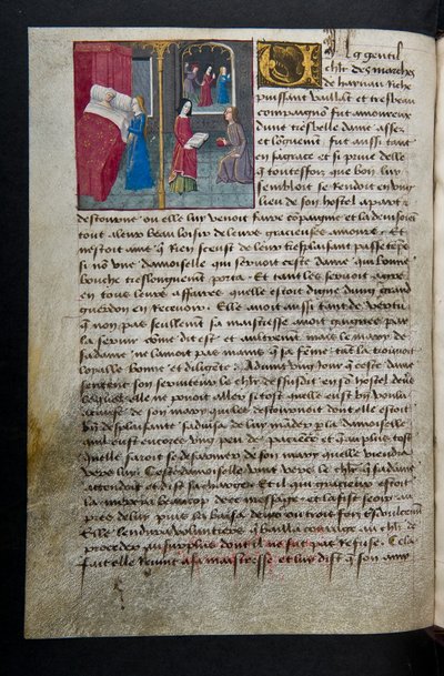 MS Hunter 252 095v Side fra Hundred New News, c.1461-62 af French School