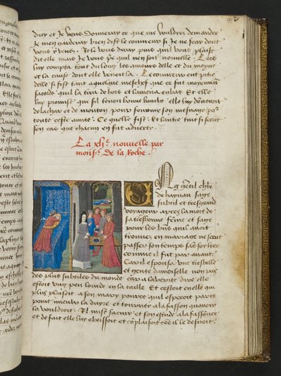 MS Hunter 252 099r Side fra Hundred New News, c.1461-62 af French School
