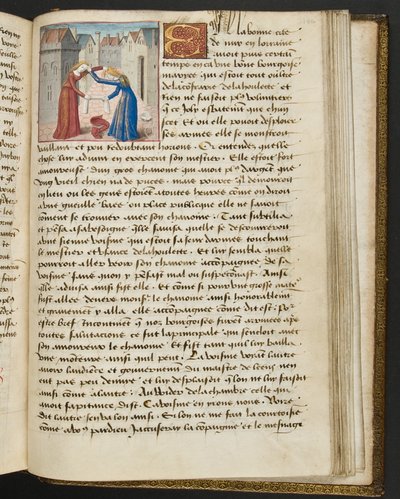 MS Hunter 252 186r Side fra Hundred New News, c.1461-62 af French School