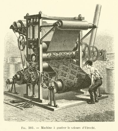 Utrecht fløjlsprægemaskine (gravering) af French School