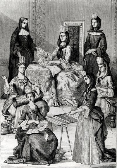 Madame de Maintenon med sine Ladies in Waiting af French School