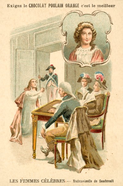 Mademoiselle de Sombreuil, den franske revolution (chromolitho) af French School