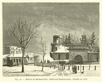 Maison de Beaumarchais, boulevard Beaumarchais, revet ned i 1818 af French School