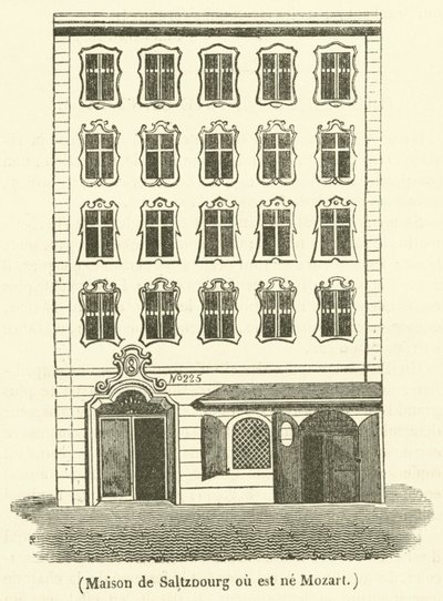 Saltzburg hus, hvor Mozart blev født (gravering) af French School