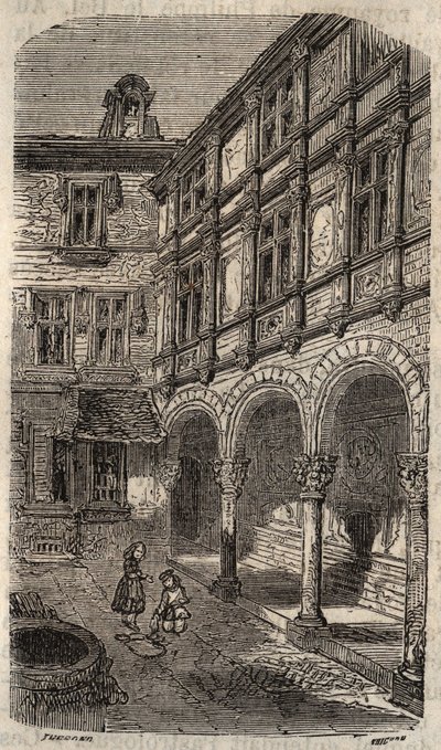 Huset siges at være Agnes Sorel eller Hotel Euverte-Hatte (1524) i Orleans - indgravering i "Histoire de France" af Victor Duruy (1811-1894) - 1882 af French School