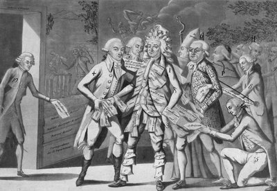 Mand i tildelte:... gruppe af deputerede, der søger en Brissoter” (Jacques Pierre Brissot de Warville 1754-1793) Anonym. Print. 1791 af French School