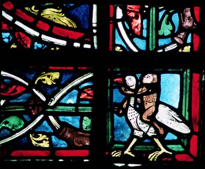 Mand rider på en fugl, 1200-tallet af French School