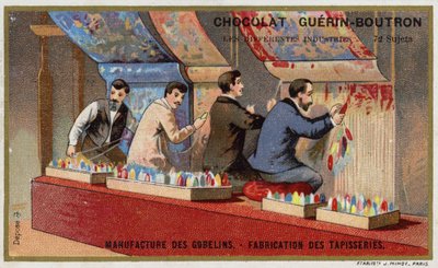 Fremstilling af gobeliner på Gobelins Manufactory (chromolitho) af French School
