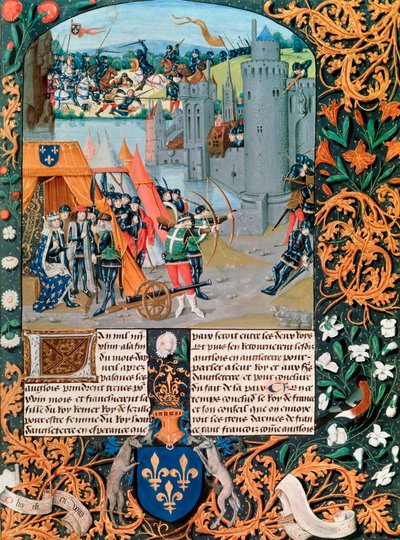 Manuskript, der skildrer et slag fra Hundredårskrigen, 1300-tallet af French School