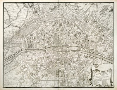 Kort over Paris, fra The Atlas of Paris af Jean de la Caille, 1714 af French School