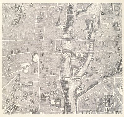 Kort over Paris, der viser Île de la Cité, fra The Atlas of Paris af Jean de la Caille, 1714 af French School