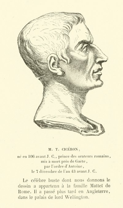 Marcus Tullius Cicero, romersk politiker, taler og filosof (gravering) af French School