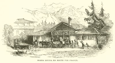 Maria louisa på vej til Frankrig (gravering) af French School