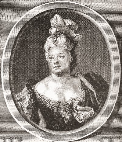 Marianne Duclos de Chateauneuf, 1664 - 1747. Fransk skuespillerinde. Fra Les Heures Libres udgivet 1908. af French School