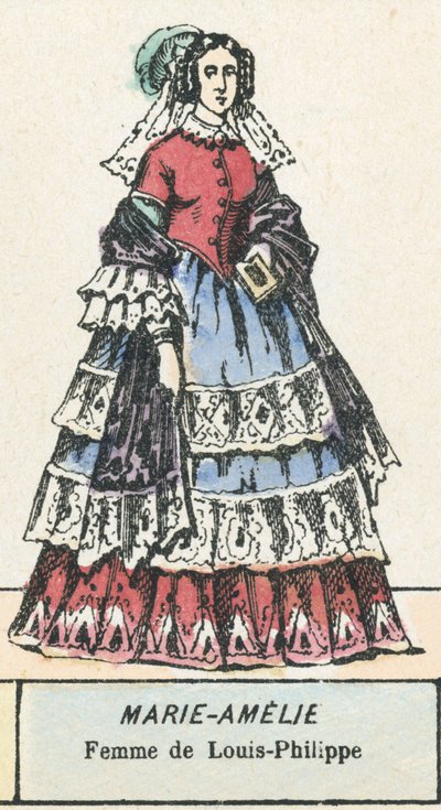 Marie-Amelie, Louis-Philippes hustru (farvet gravering) af French School