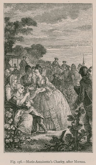 Marie-Antoinettes Charity, efter Moreau af French School