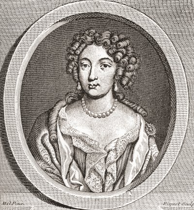Marie Angélique de Scorailles, 1661 1681. Fransk adelskvinde og en af Ludvig XIVs mange elskerinder. Fra Les Heures Libres udgivet 1908. af French School