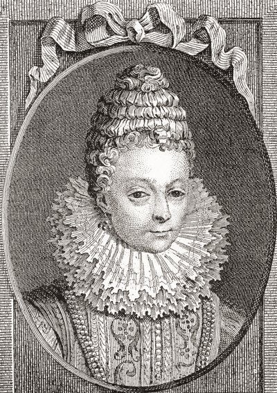 Marie de Médicis, 1575 1642. Dronningkonsort af Frankrig, som anden hustru til kong Henrik IV af Frankrig. Fra Les Heures Libres udgivet 1908. af French School