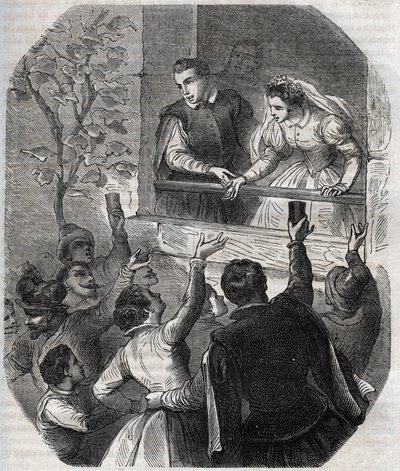 Ægteskab mellem Martin Guerre (ca. 1524) og Bertrande de Rols i Artigat (Ariege) den 15. maj 1539. Stik fra 1871 i "Histoire Des Cocuses Celebres"" af Henry de Kock (1819-1892). af French School